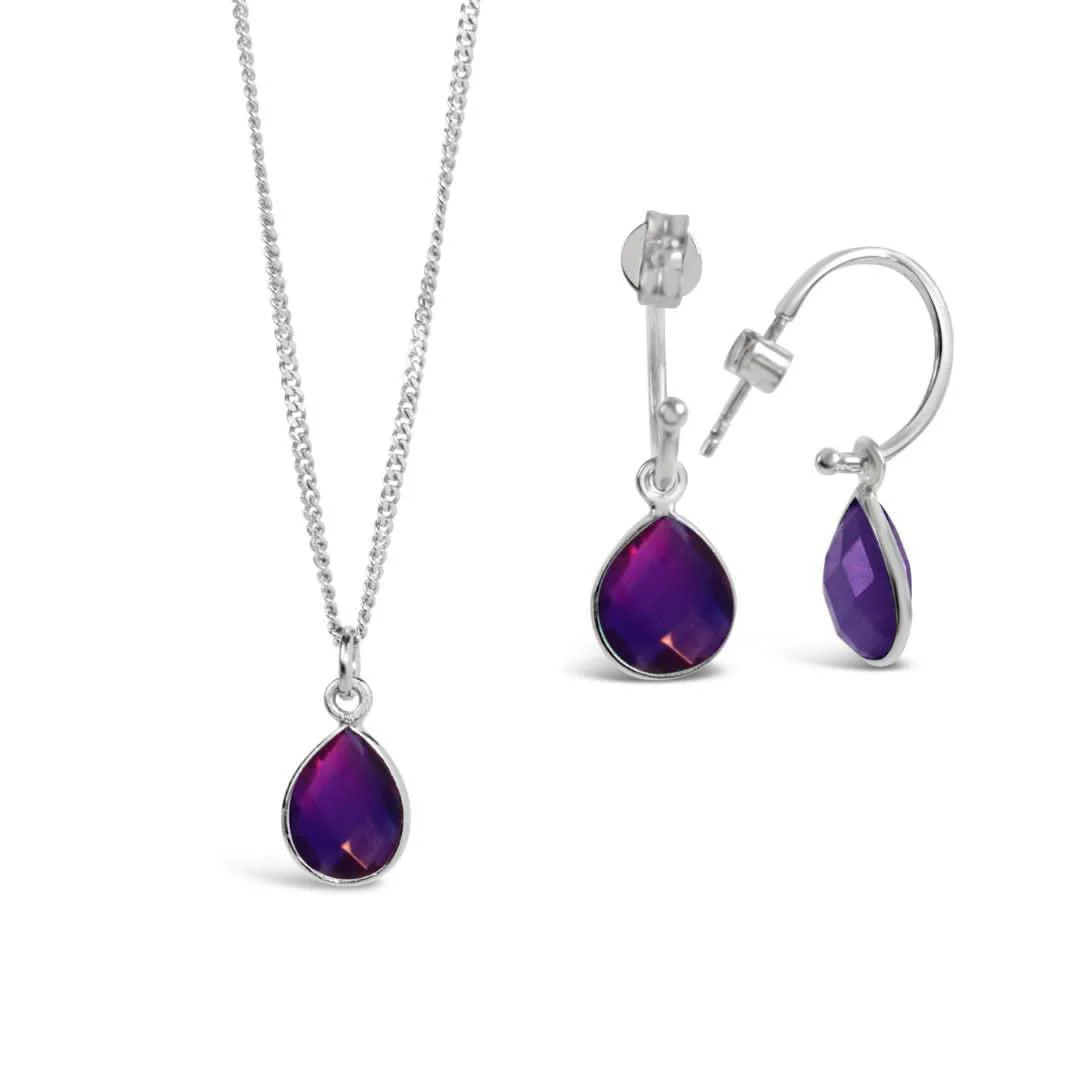 Amethyst Charm Necklace in Silver | February Birthstone - Image 3