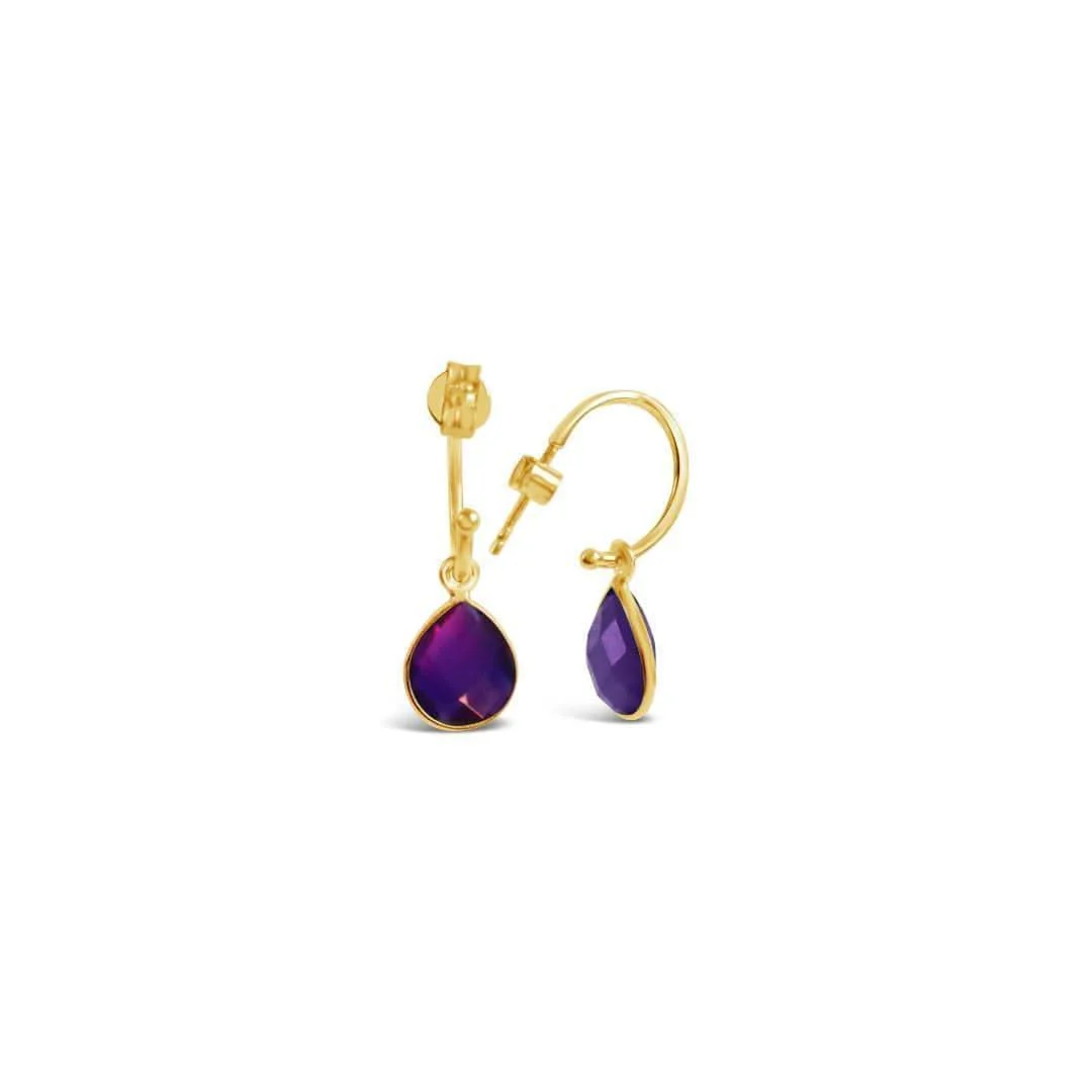 Amethyst Hoop Earrings | Gold | February Birthstone - Image 11
