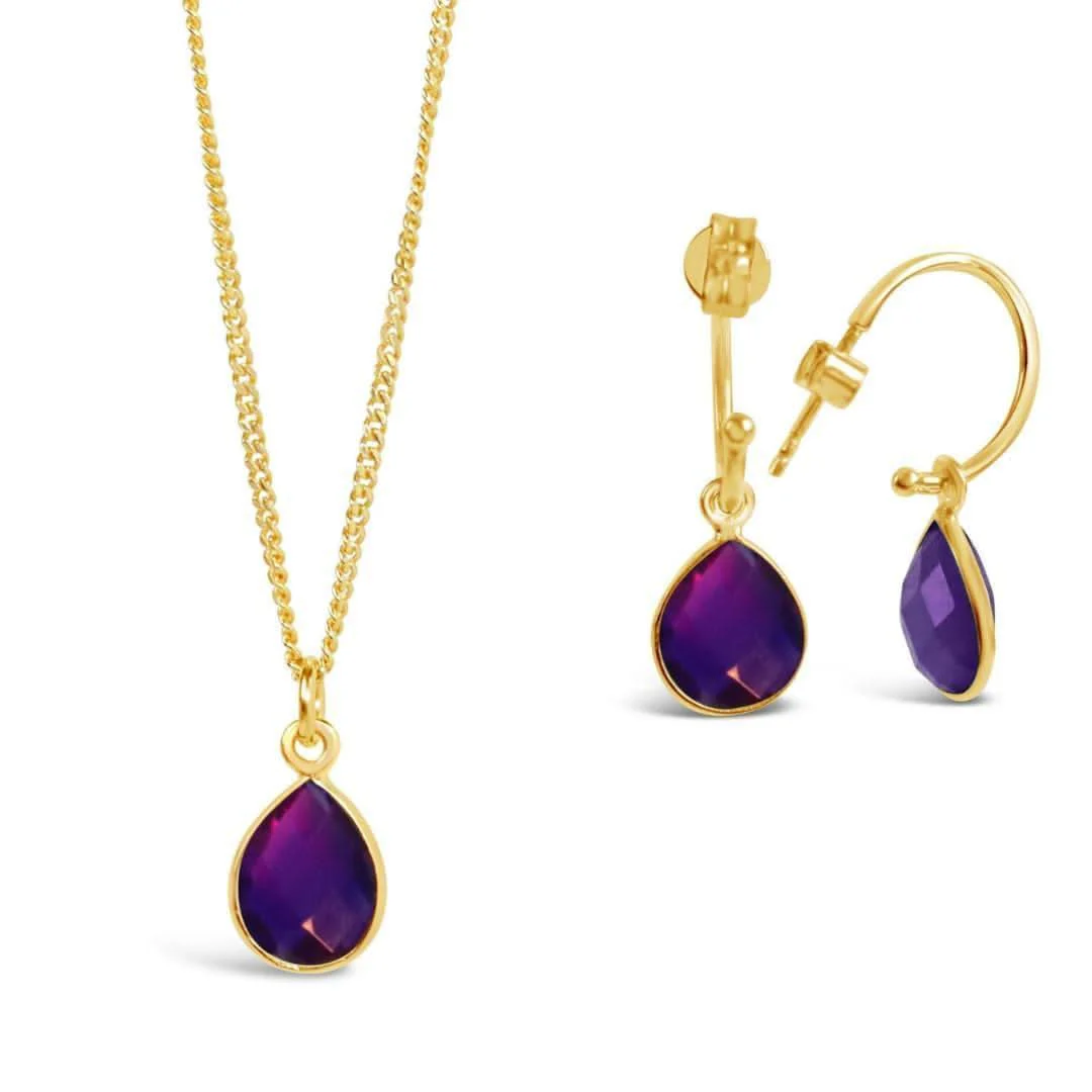 Amethyst Hoop Earrings | Gold | February Birthstone - Image 7