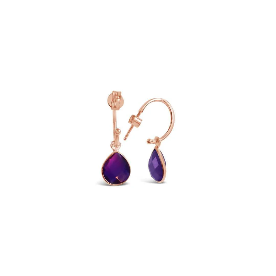 Amethyst Hoop Earrings | Rose Gold | February Birthstone - Image 4