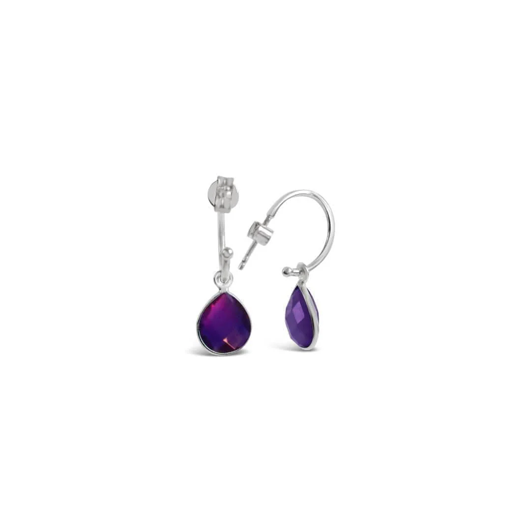 Amethyst Hoop Earrings | Silver | February Birthstone - Image 4