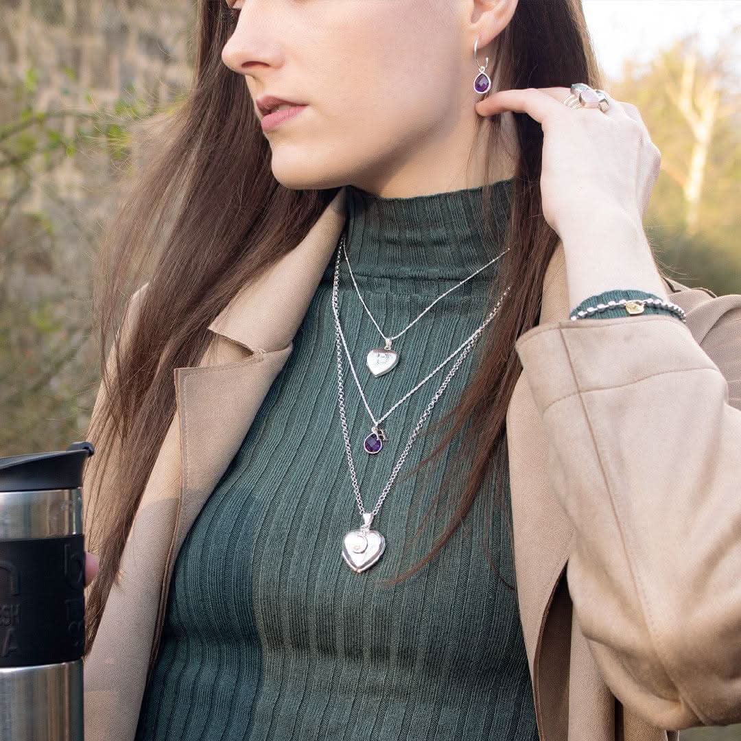 Amethyst Hoop Earrings | Silver | February Birthstone - Image 7