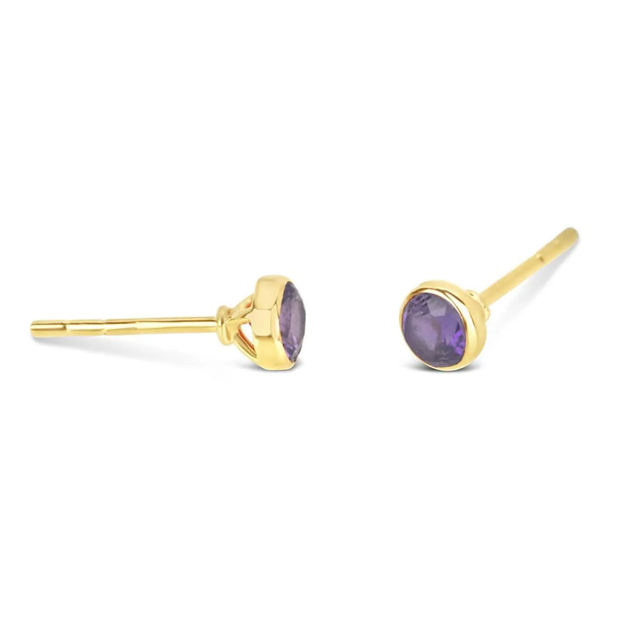Amethyst Mini Stud Earrings | Gold | February - Image 4