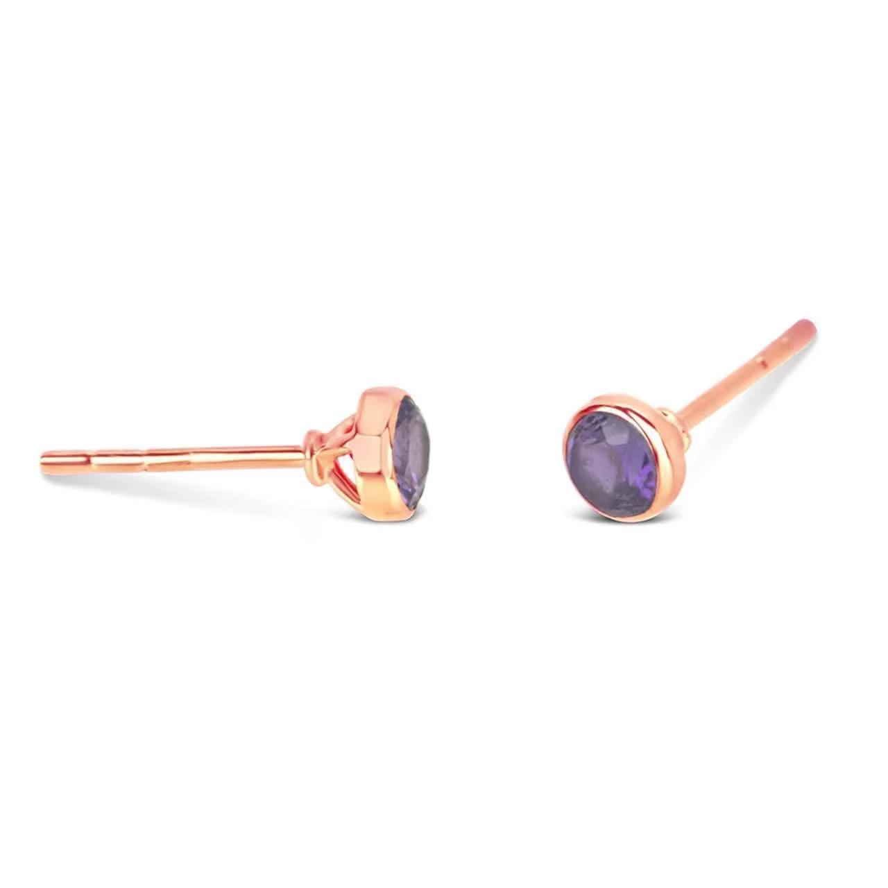 Amethyst Mini Stud Earrings | Rose Gold - February - Image 4