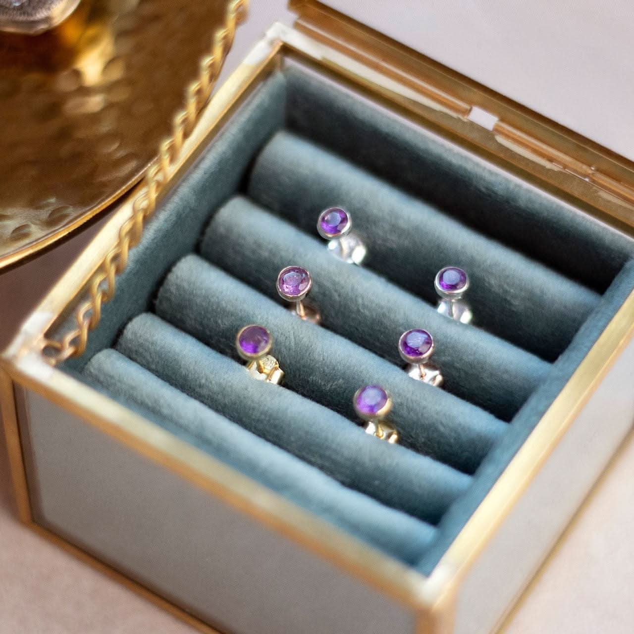 Amethyst Mini Stud Earrings | Rose Gold - February - Image 5