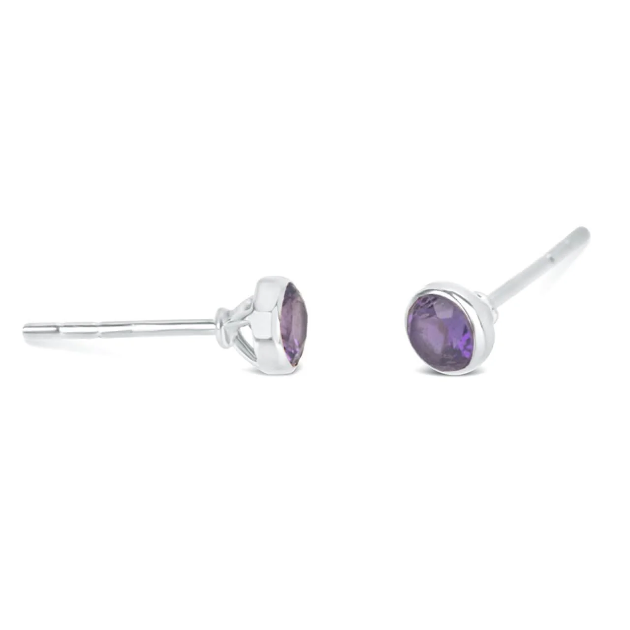 Amethyst Mini Stud Earrings | Silver - February - Image 5