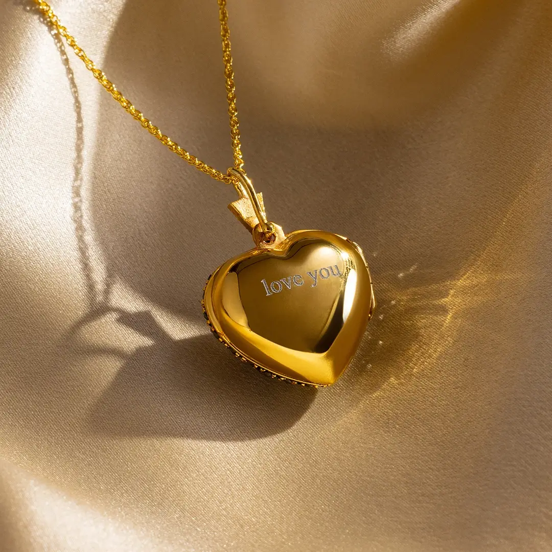 Blue Topaz Vintage Heart Locket | Gold - Image 9