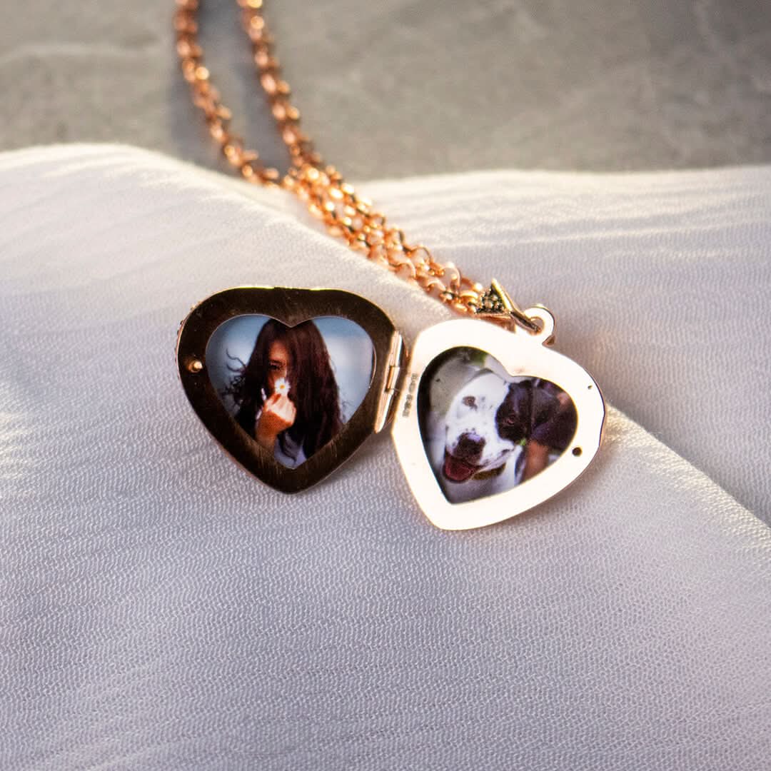 Amethyst Vintage Heart Locket Rose Gold + Photos - Image 6