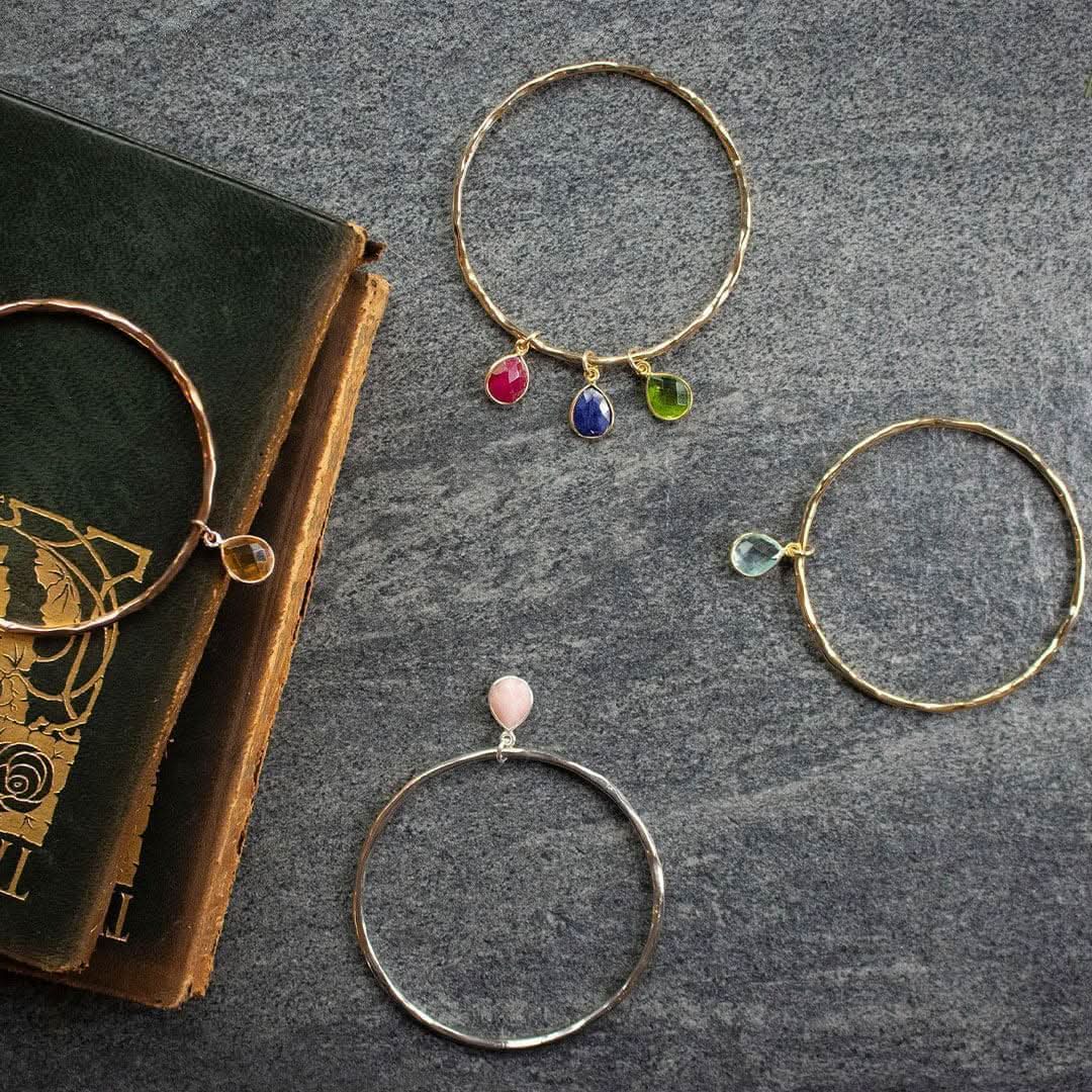 Aqua Chalcedony Bangle | Rose Gold | March Birthstone - Image 3