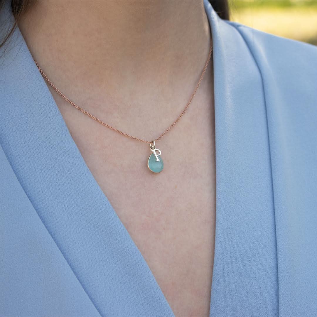 Aqua Chalcedony Necklace | Gold | March Birthstone - Image 3