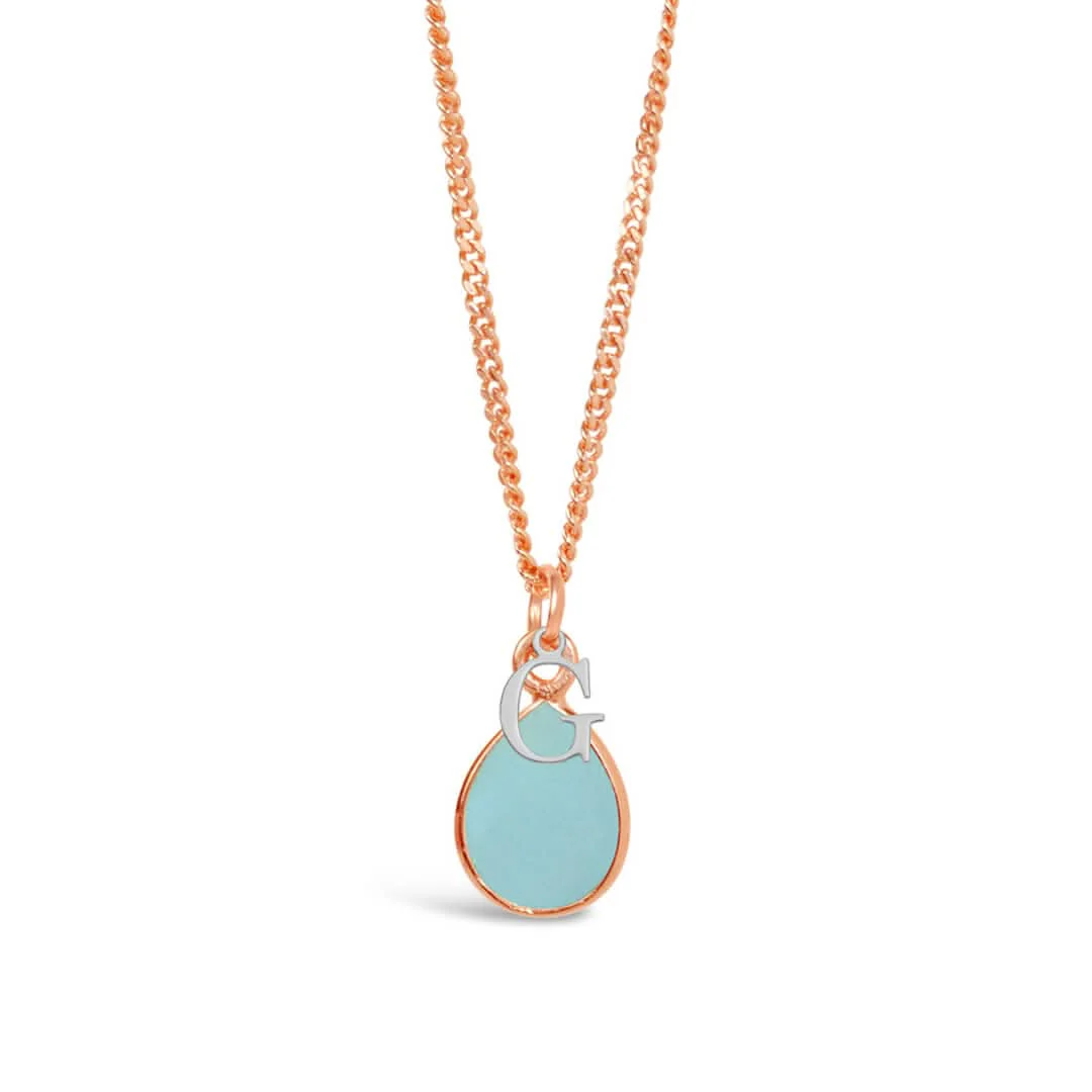 Aqua Chalcedony Necklace | Rose Gold | March - Image 5