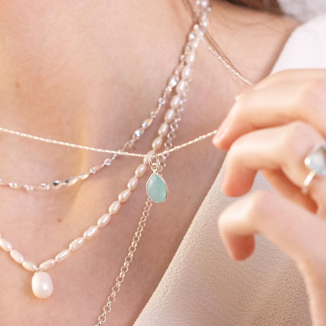 Aqua Chalcedony Necklace | Silver | March Birthstone - Image 3