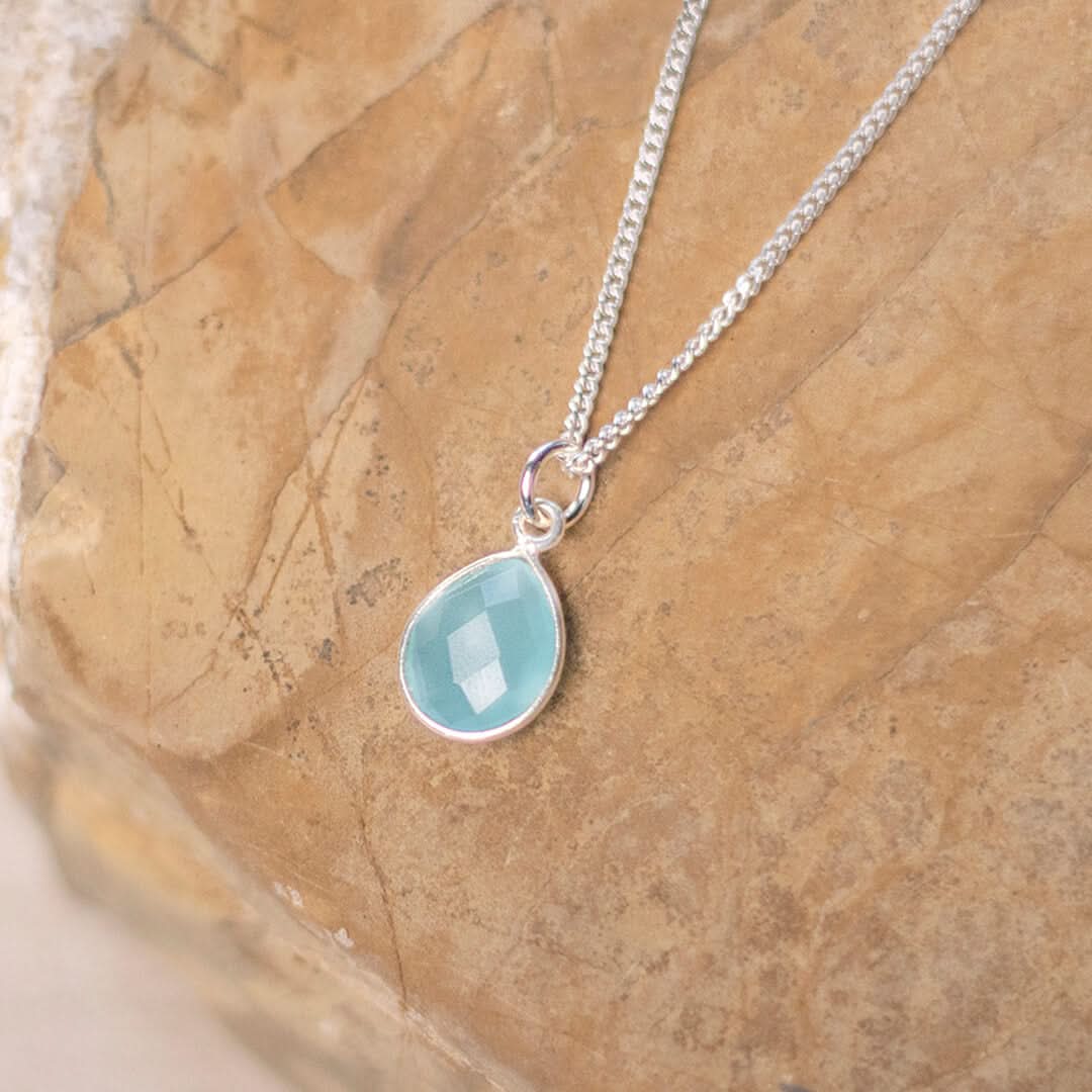 Aqua Chalcedony Necklace | Silver | March Birthstone - Image 5