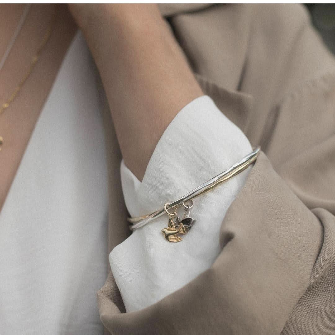 Bird Bangle | Silver - Gold - Image 3