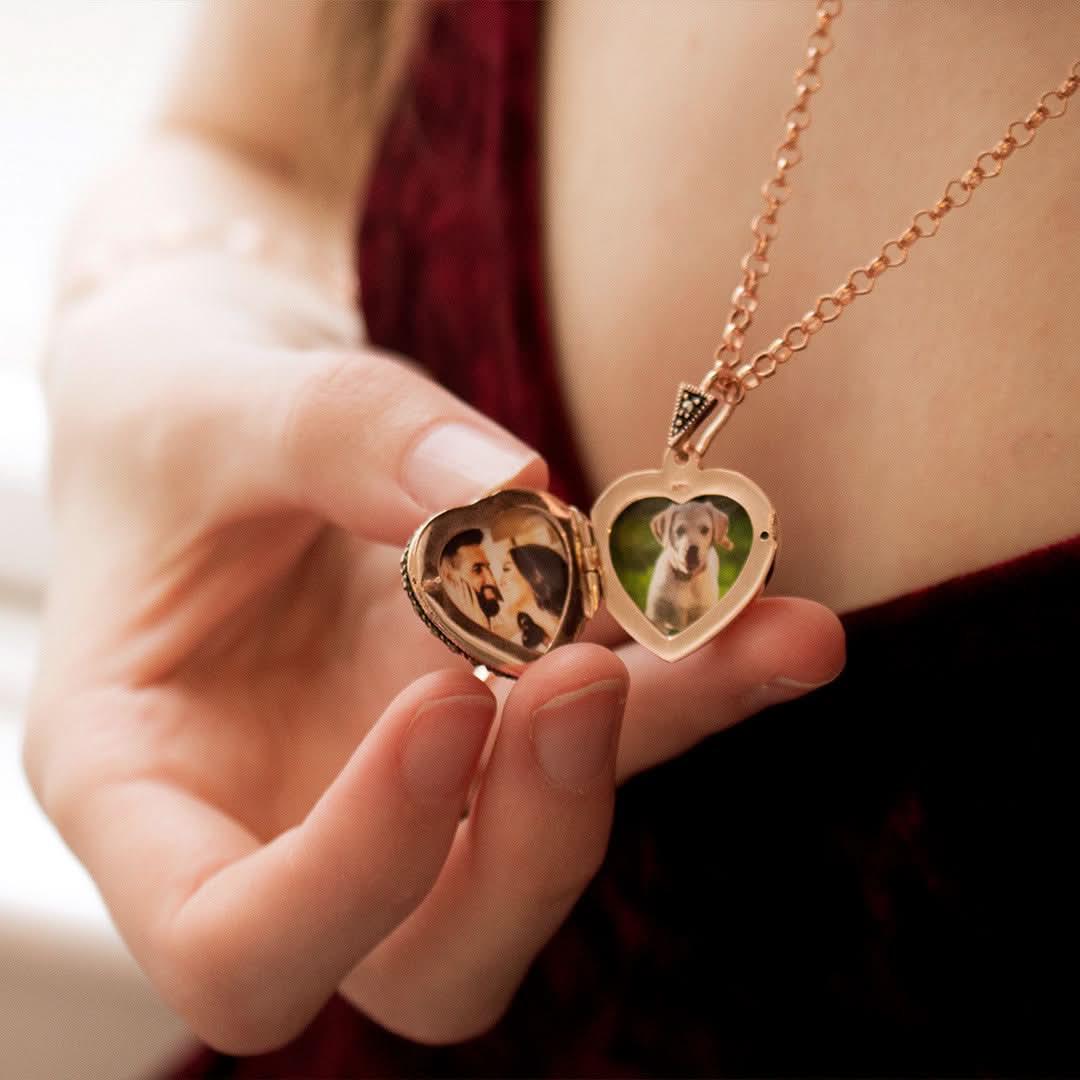 Amethyst Vintage Heart Locket Rose Gold + Photos - Image 4