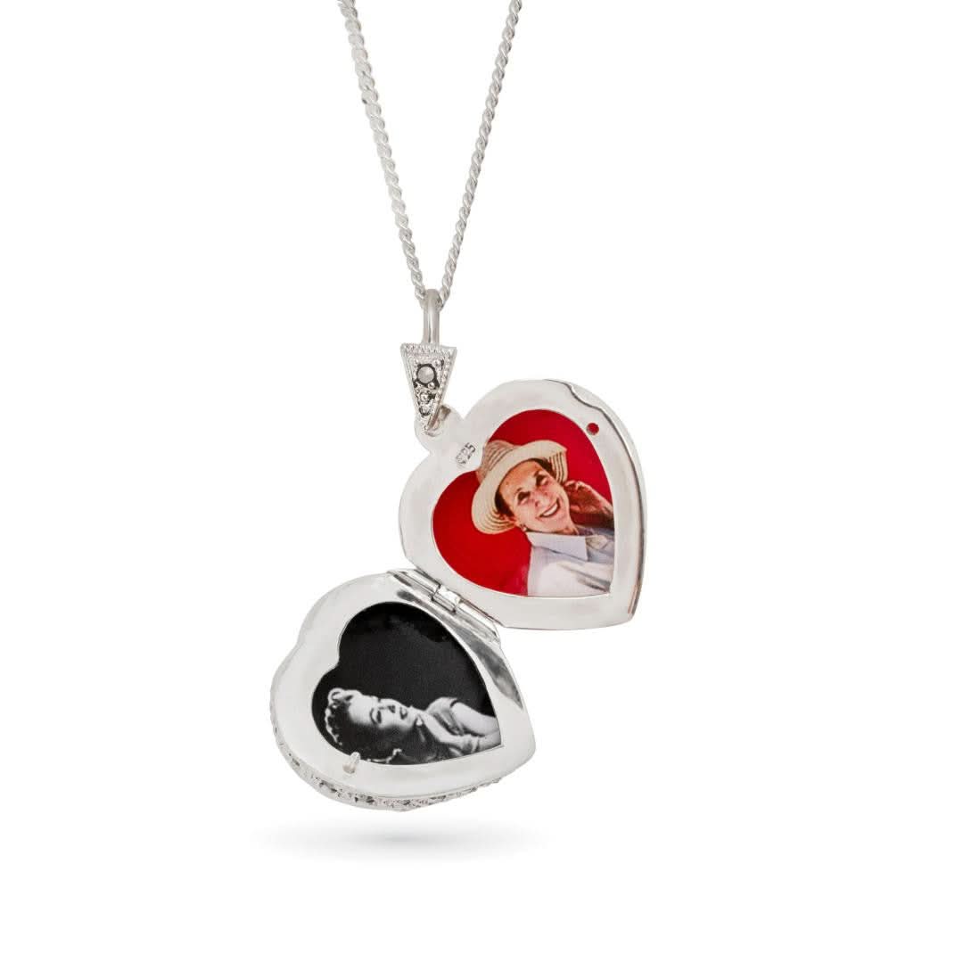 Blue Topaz Vintage Heart Locket | Silver - Image 5