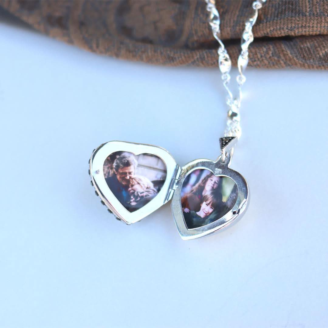 Blue Topaz Vintage Heart Locket | White Gold - Image 5