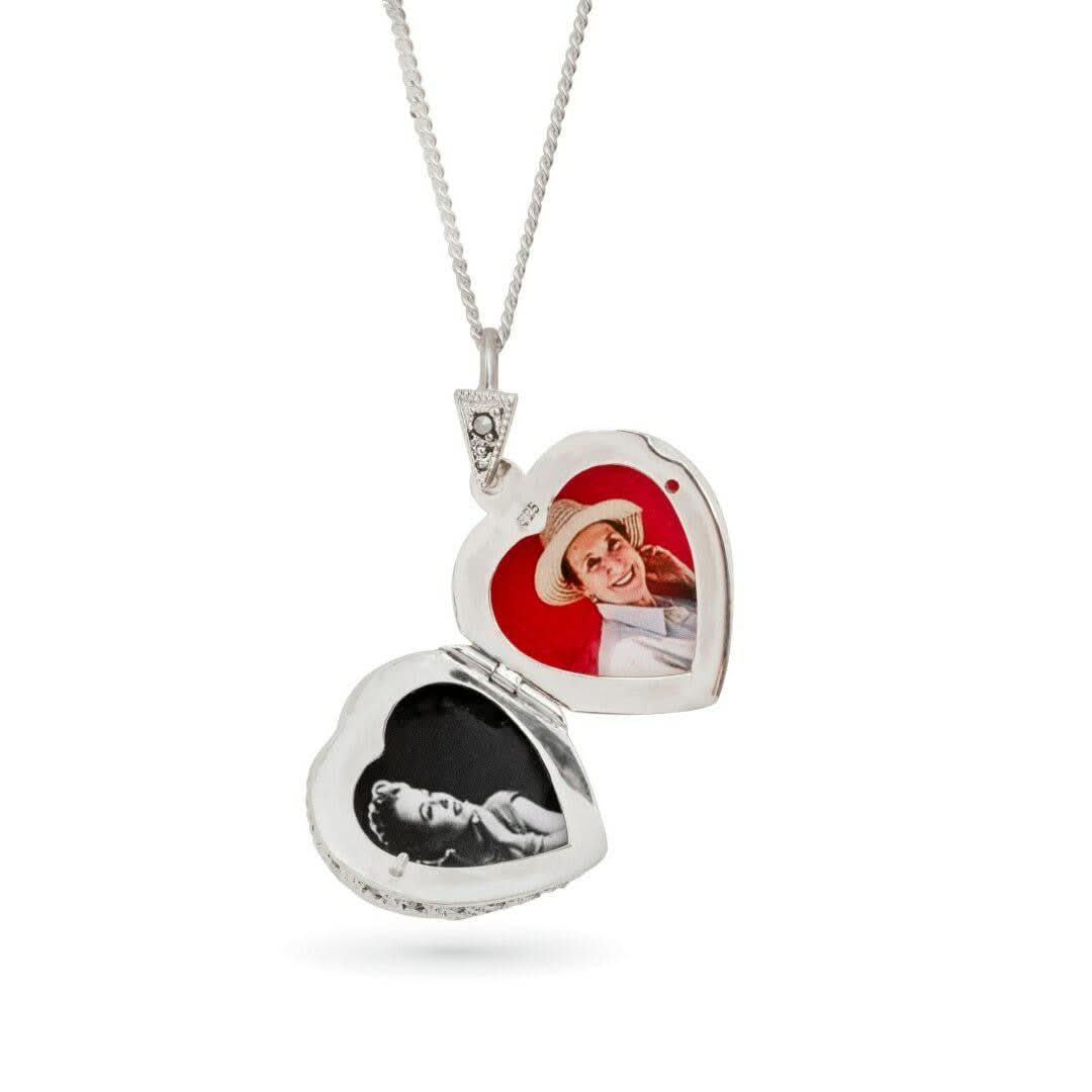 Blue Topaz Vintage Heart Locket | White Gold - Image 8