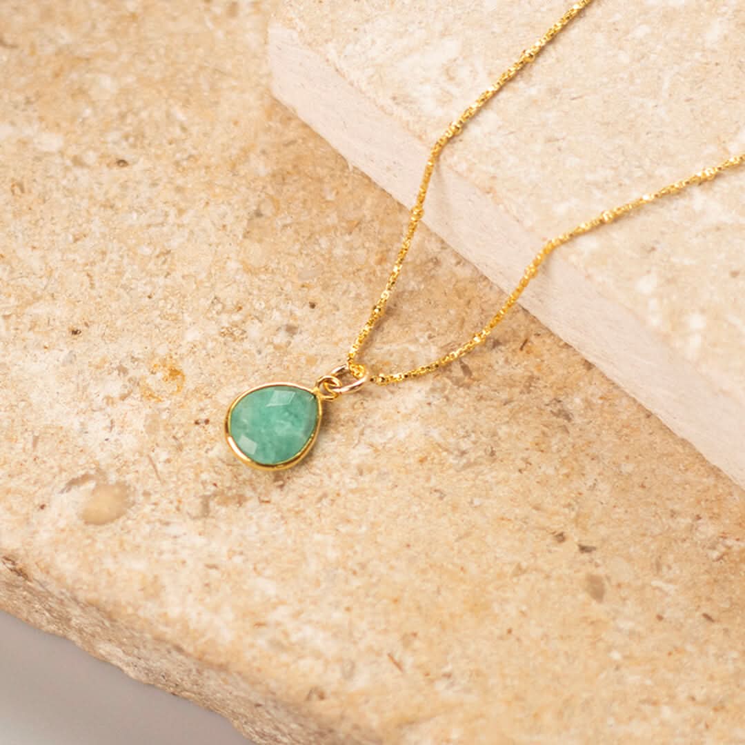 Chrysoprase Charm Necklace | Gold | May - Image 5