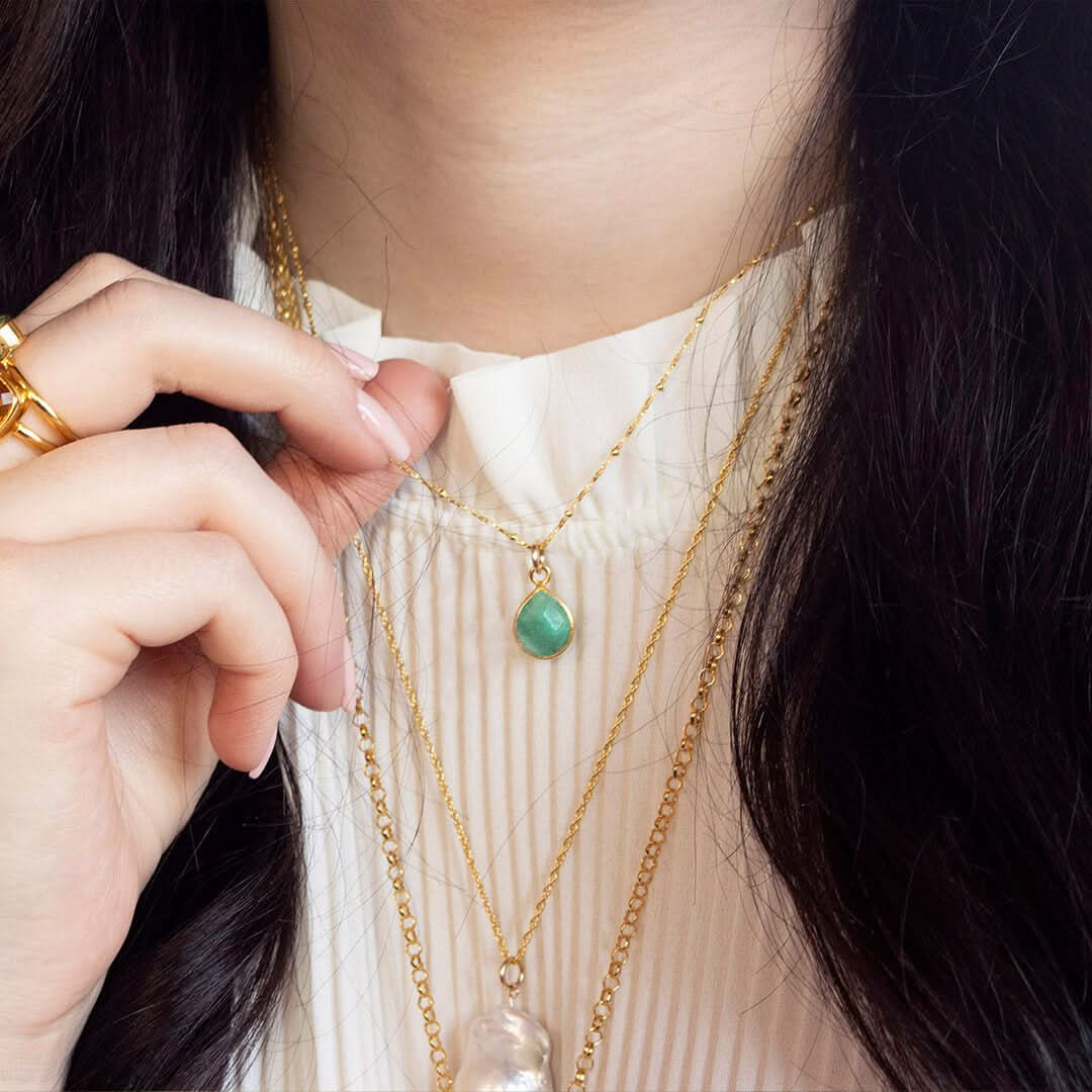 Chrysoprase Charm Necklace | Gold | May - Image 8