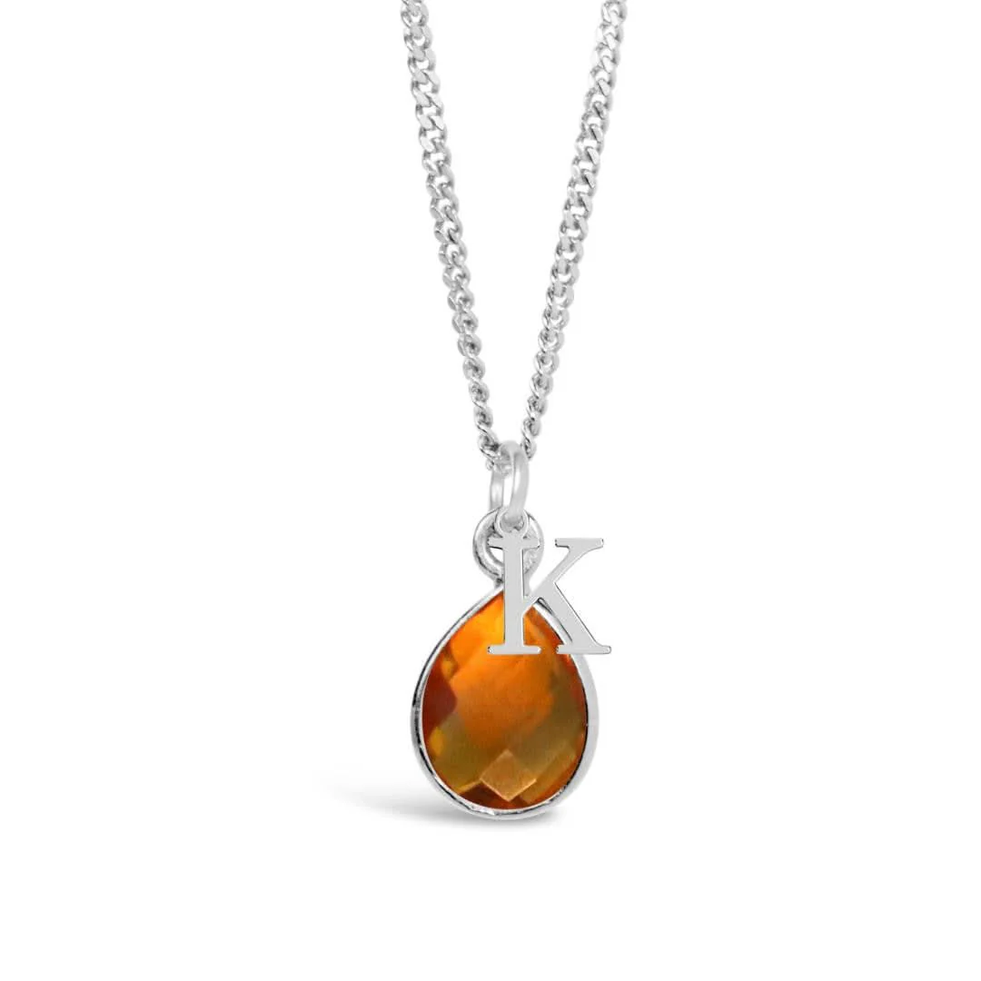 Citrine Charm Necklace | Silver - November - Image 3