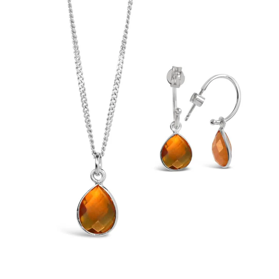 Citrine Charm Necklace | Silver - November - Image 5