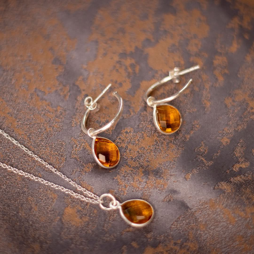 Citrine Charm Necklace | Silver - November - Image 8