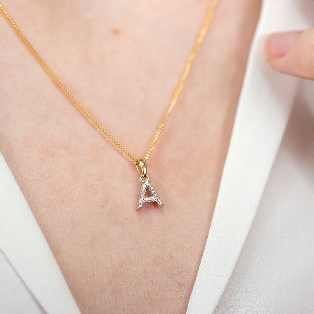 Diamond Initial Necklace | Solid Gold | A to Z - Image 4