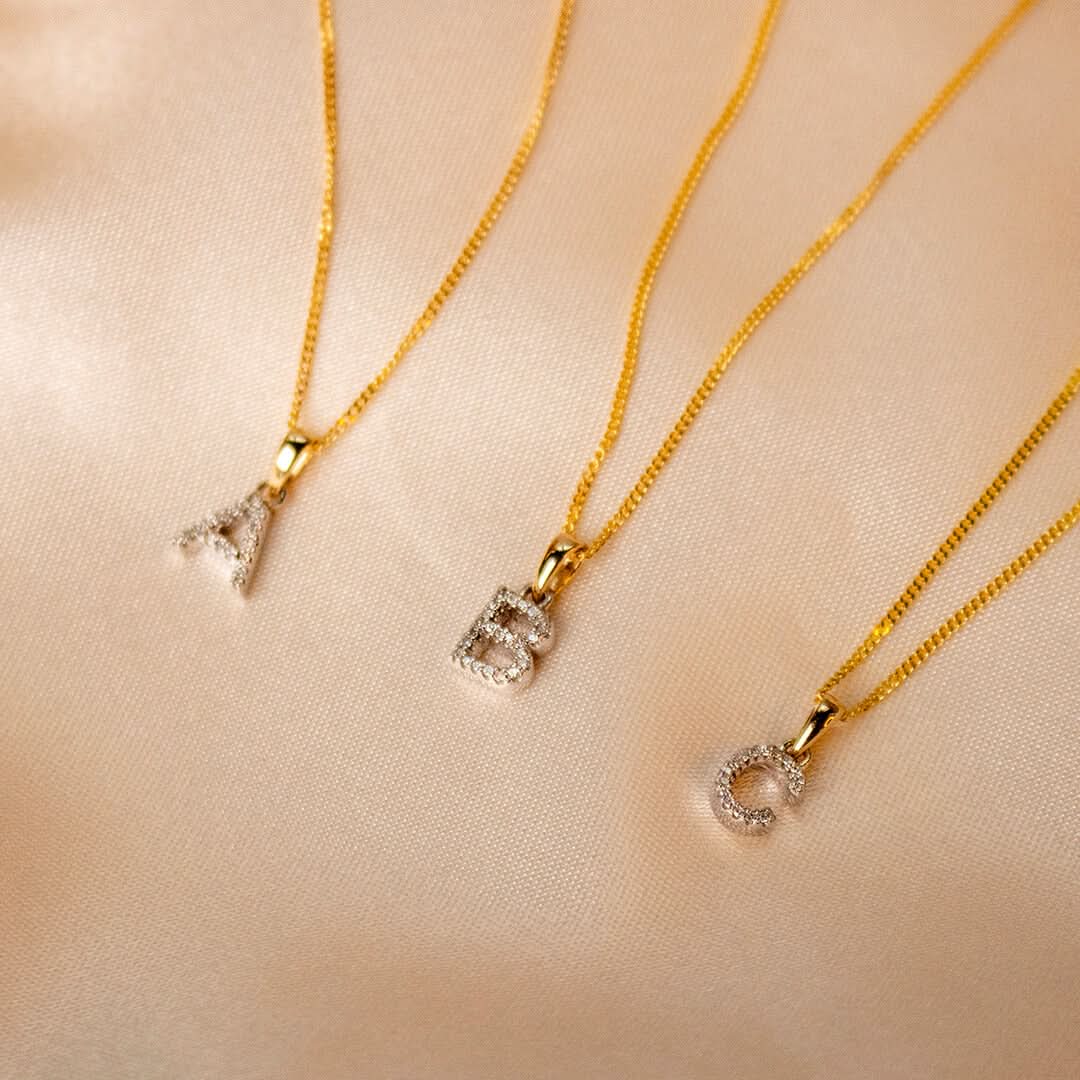 Diamond Initial Necklace | Solid Gold | A to Z - Image 7