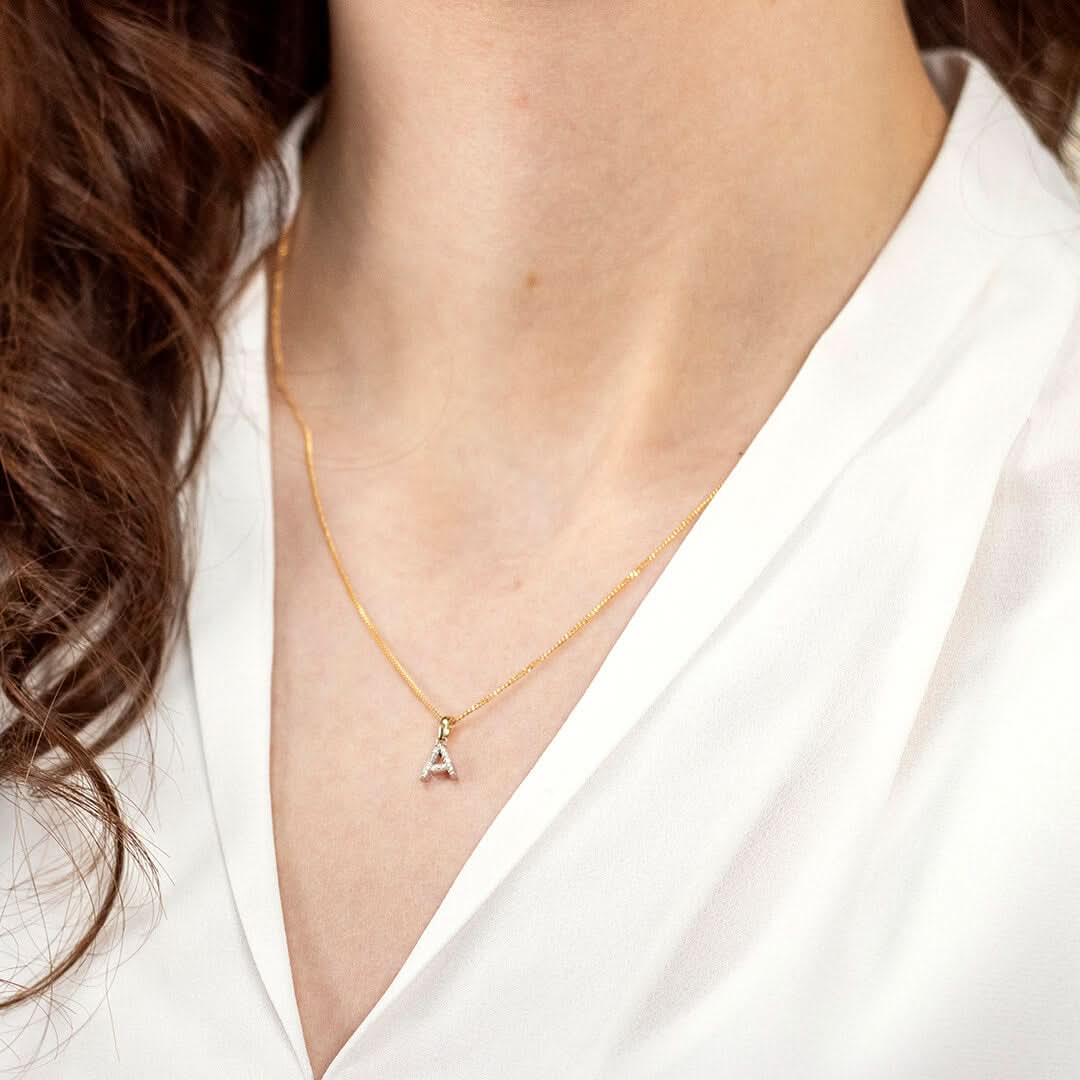 Diamond Initial Necklace | Solid Gold | A to Z - Image 8