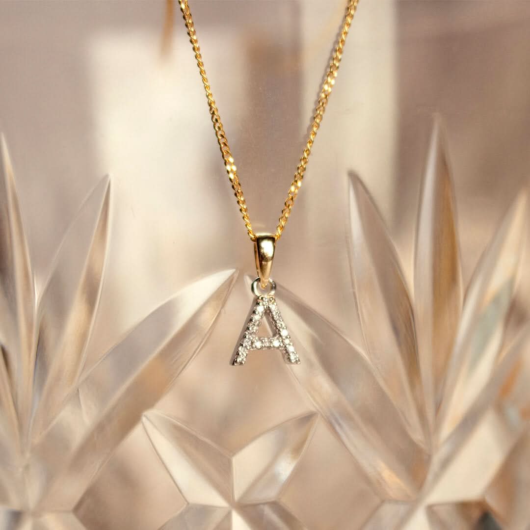Diamond Initial Necklace | Solid Gold | A to Z - Image 9