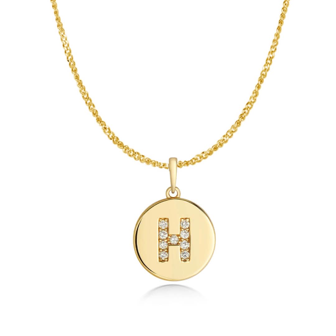 Diamond Initial Necklace | Solid Gold Disc | A to Z - Image 16