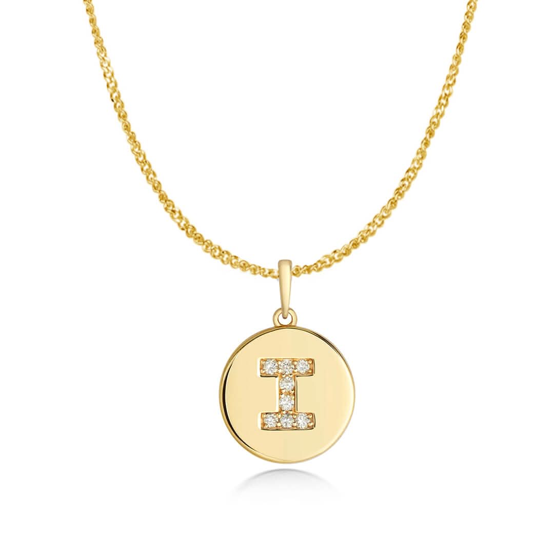 Diamond Initial Necklace | Solid Gold Disc | A to Z - Image 17