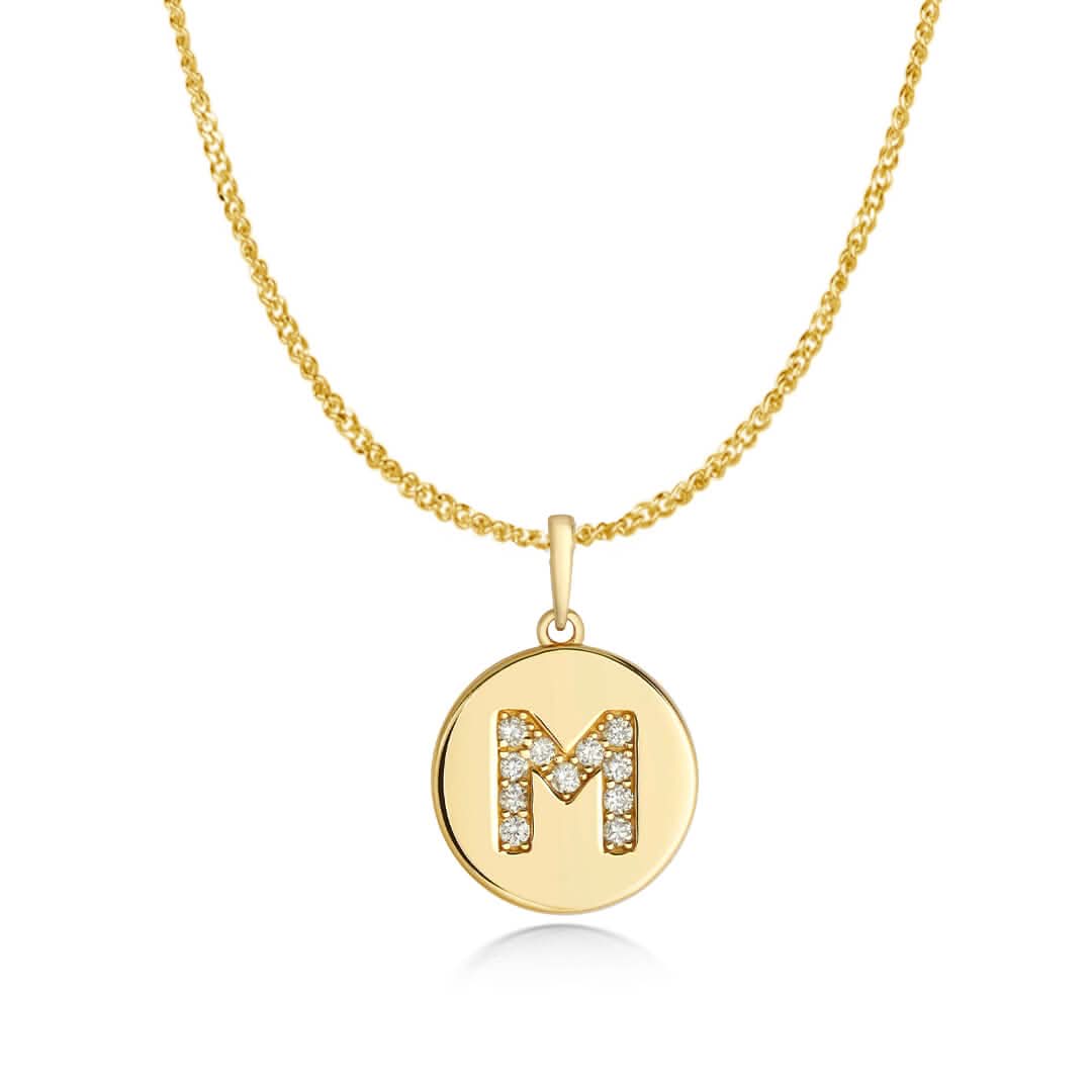 Diamond Initial Necklace | Solid Gold Disc | A to Z - Image 20