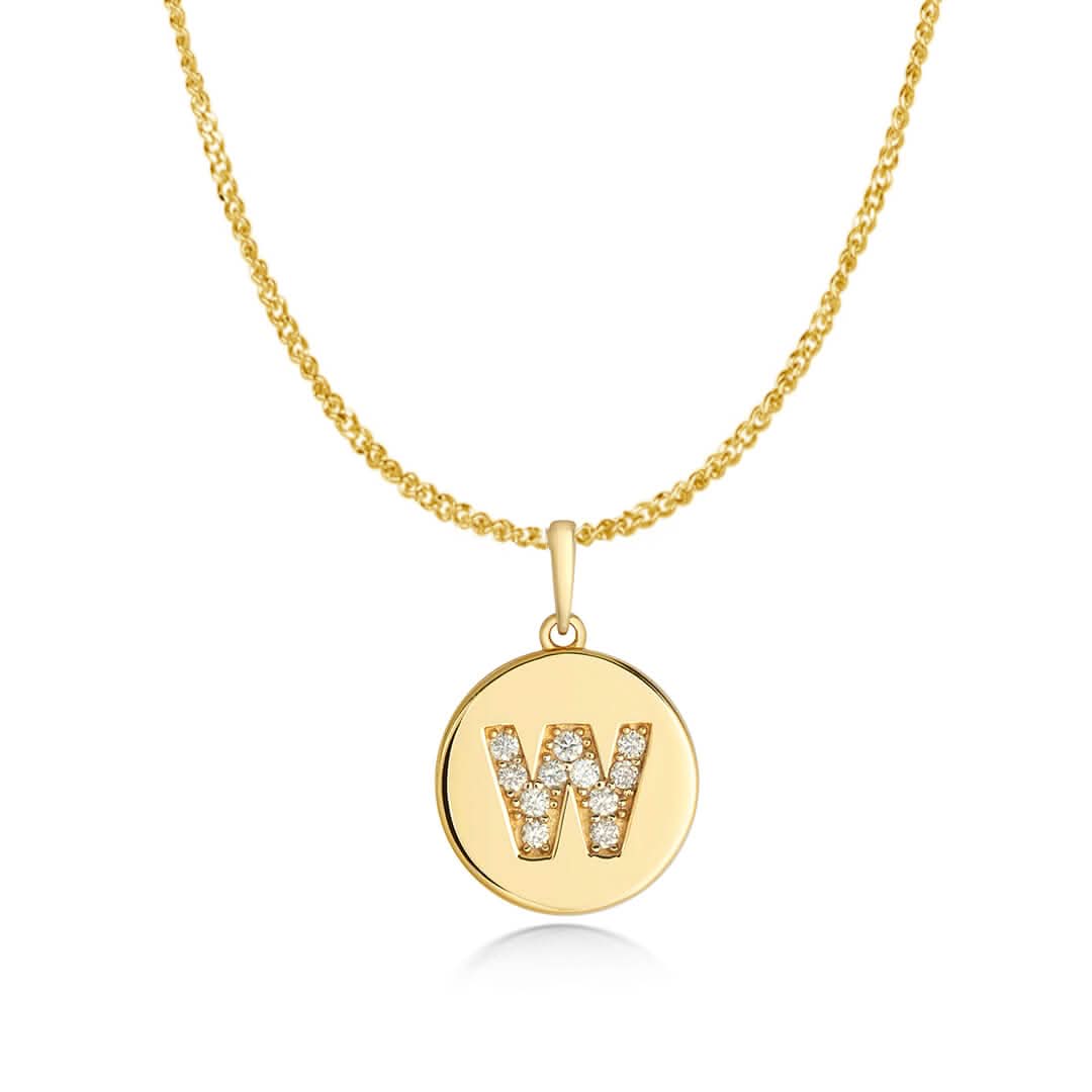Diamond Initial Necklace | Solid Gold Disc | A to Z - Image 30