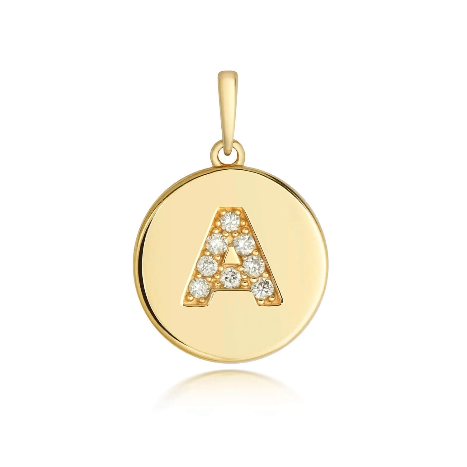 Diamond Initial Necklace | Solid Gold Disc | A to Z - Image 35