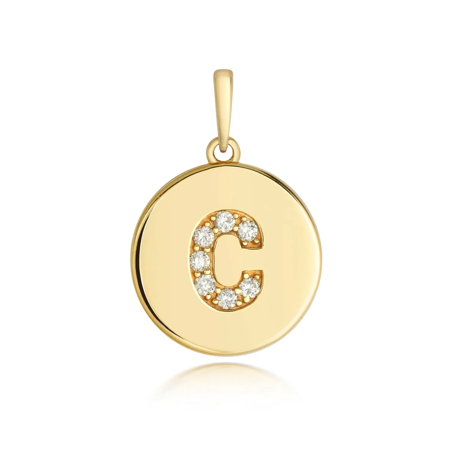 Diamond Initial Necklace | Solid Gold Disc | A to Z - Image 37