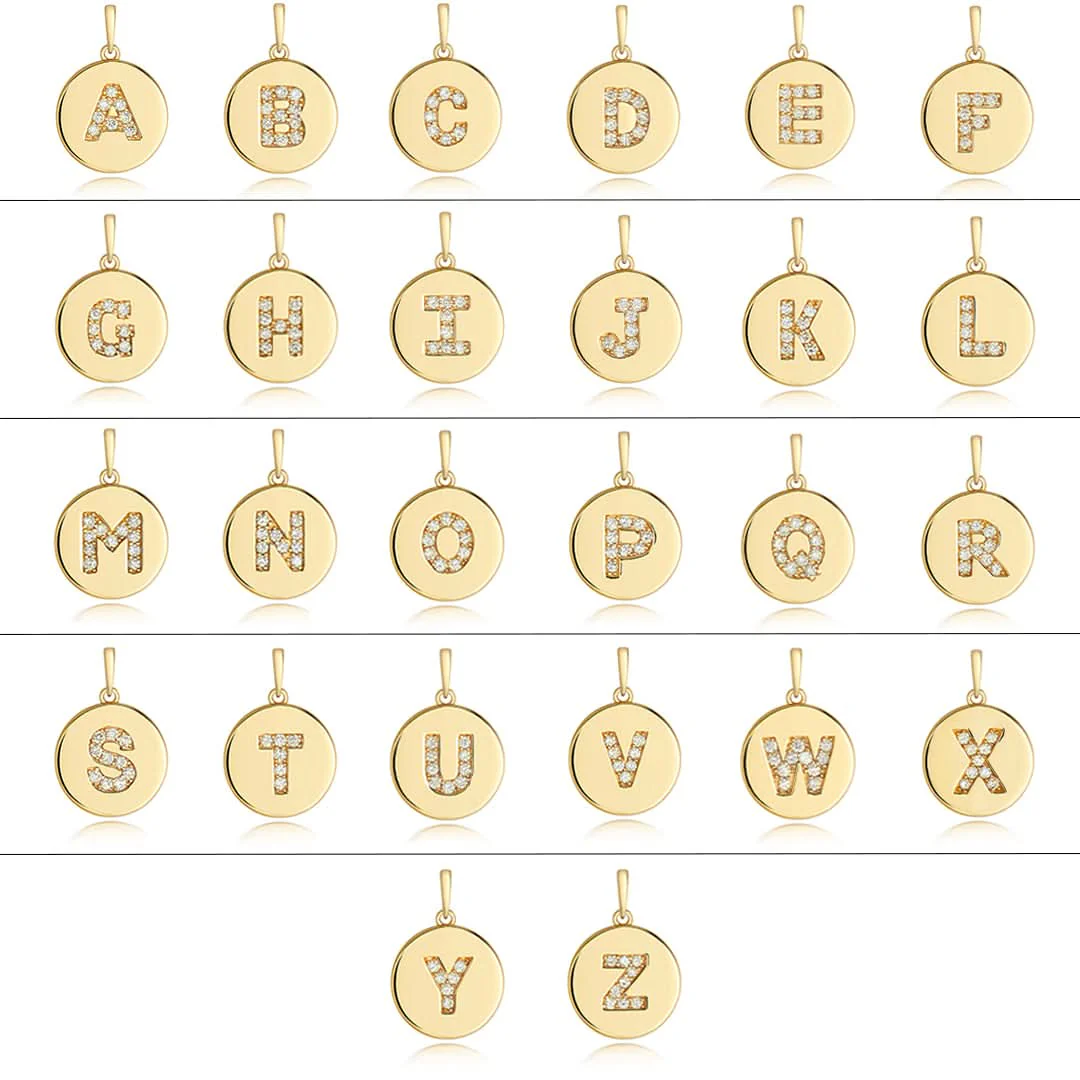 Diamond Initial Necklace | Solid Gold Disc | A to Z - Image 4