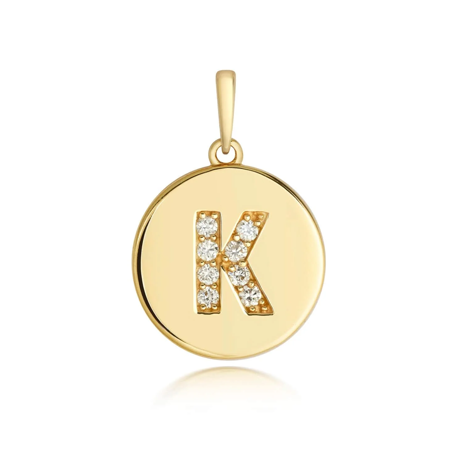 Diamond Initial Necklace | Solid Gold Disc | A to Z - Image 45
