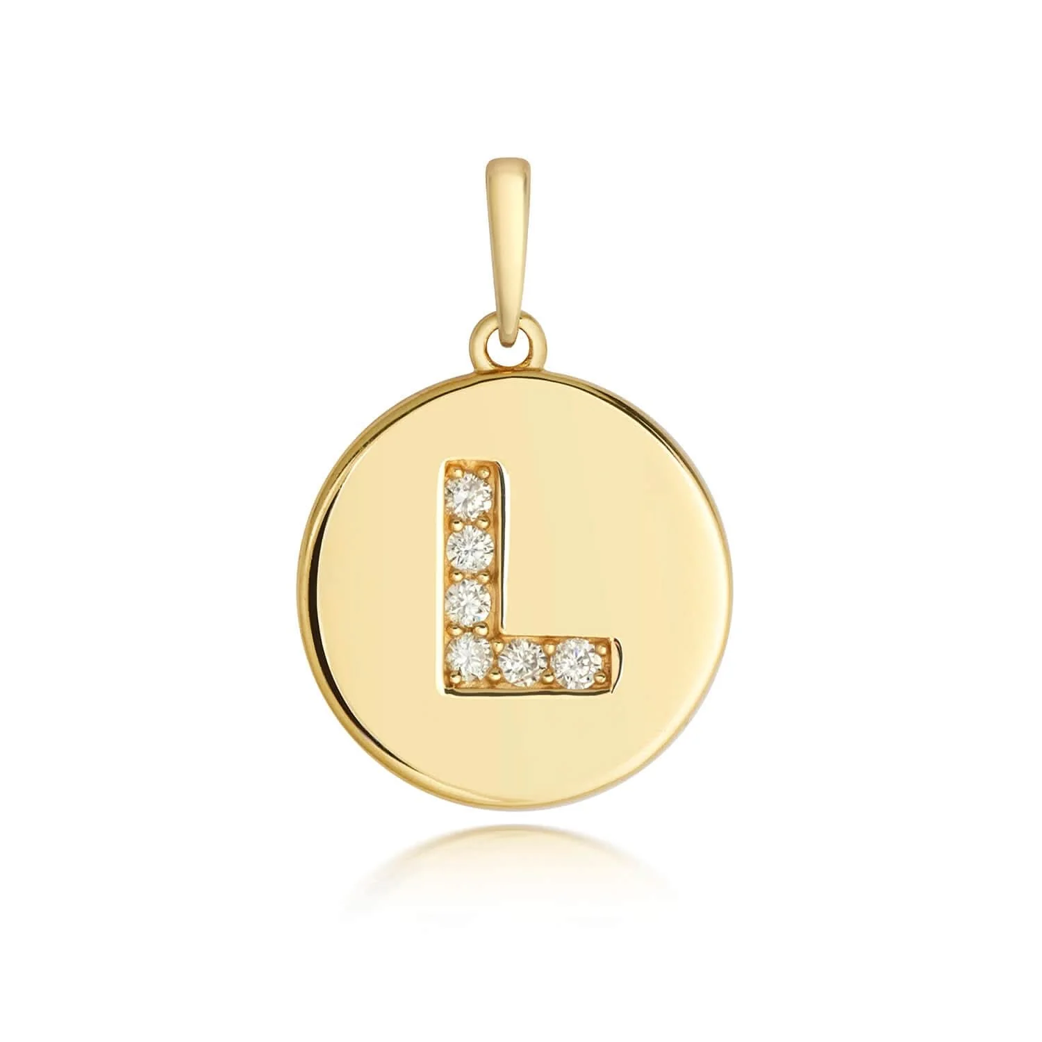 Diamond Initial Necklace | Solid Gold Disc | A to Z - Image 46