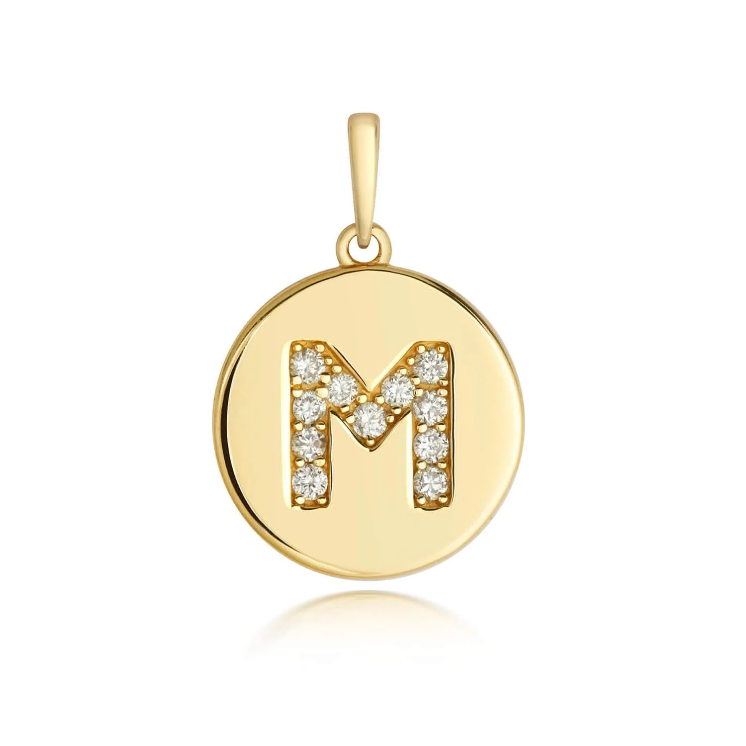 Diamond Initial Necklace | Solid Gold Disc | A to Z - Image 47