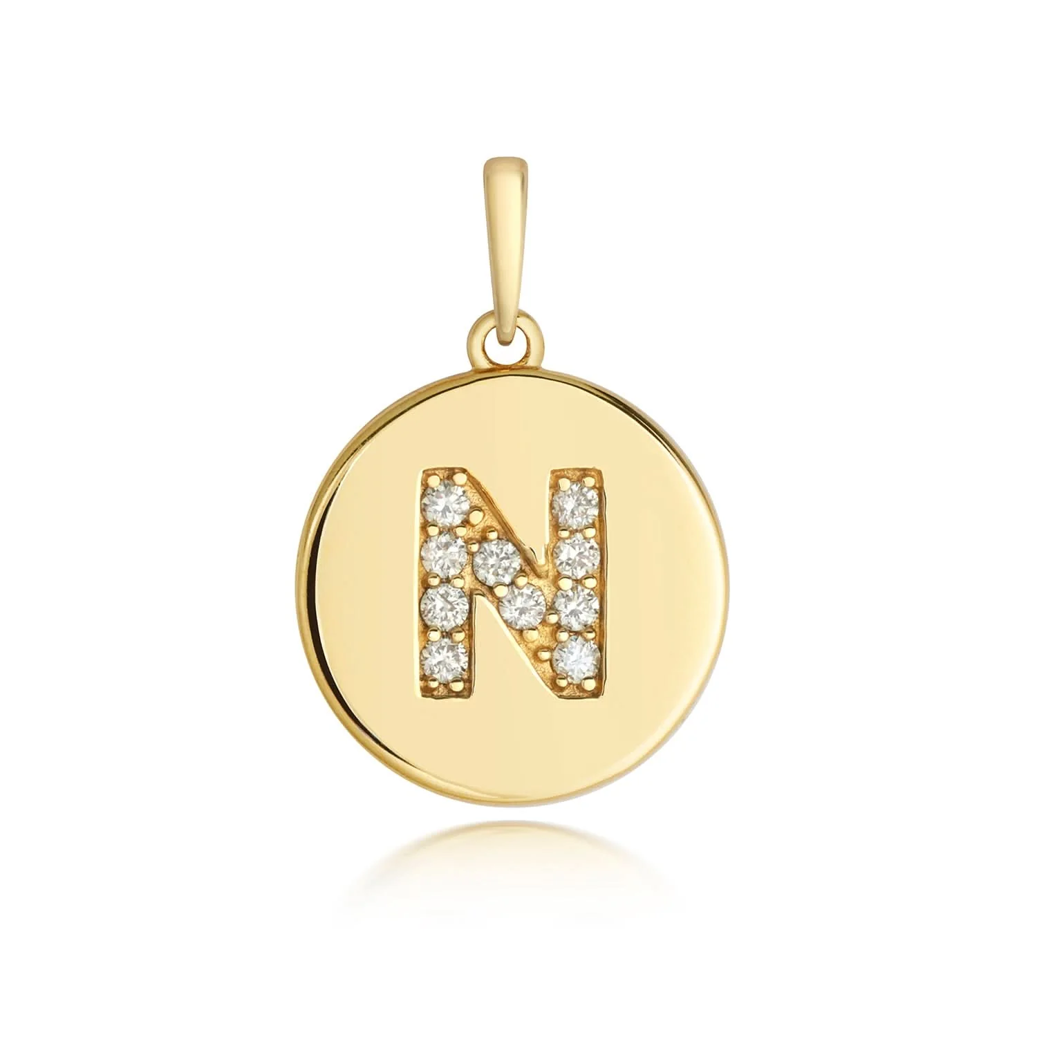 Diamond Initial Necklace | Solid Gold Disc | A to Z - Image 48