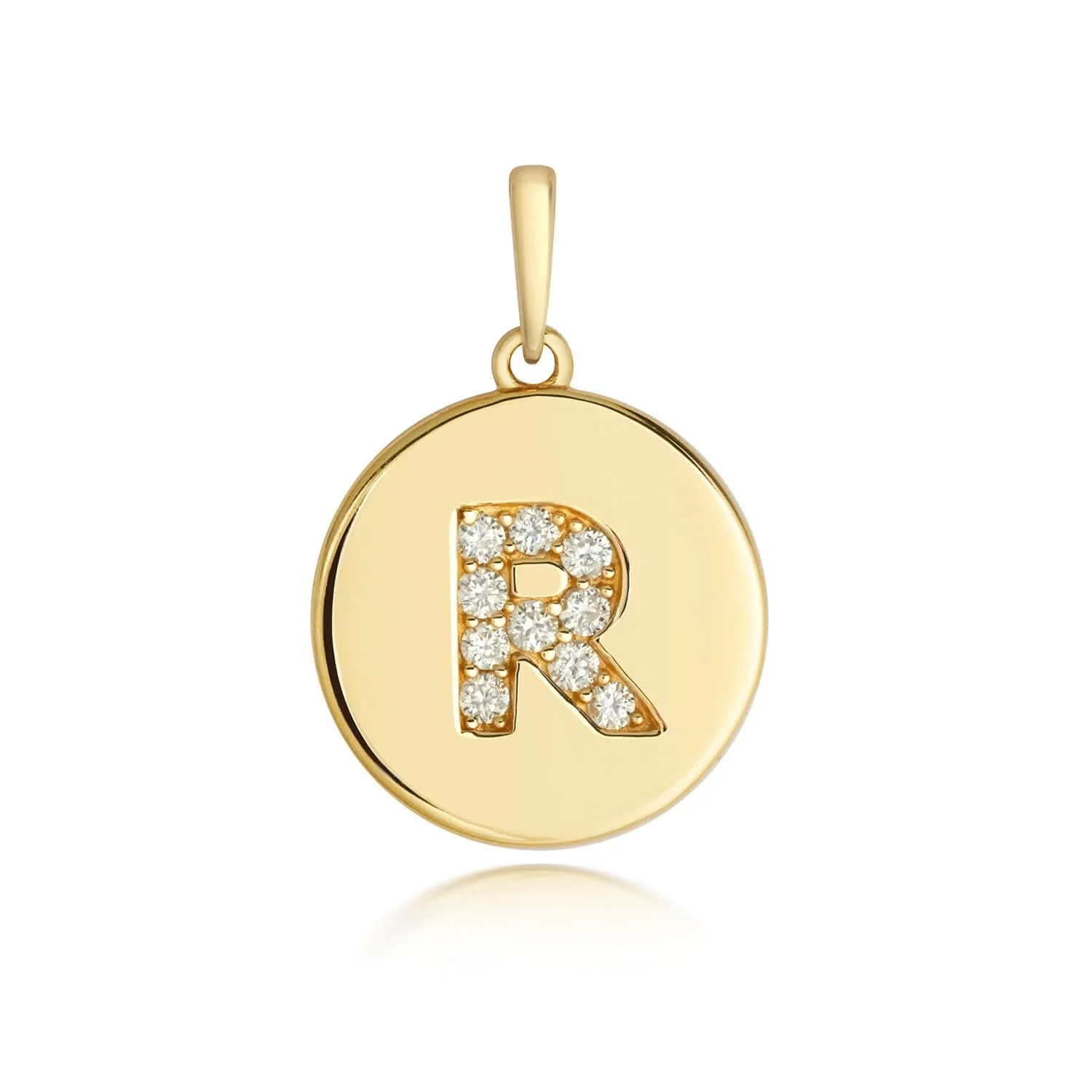 Diamond Initial Necklace | Solid Gold Disc | A to Z - Image 52