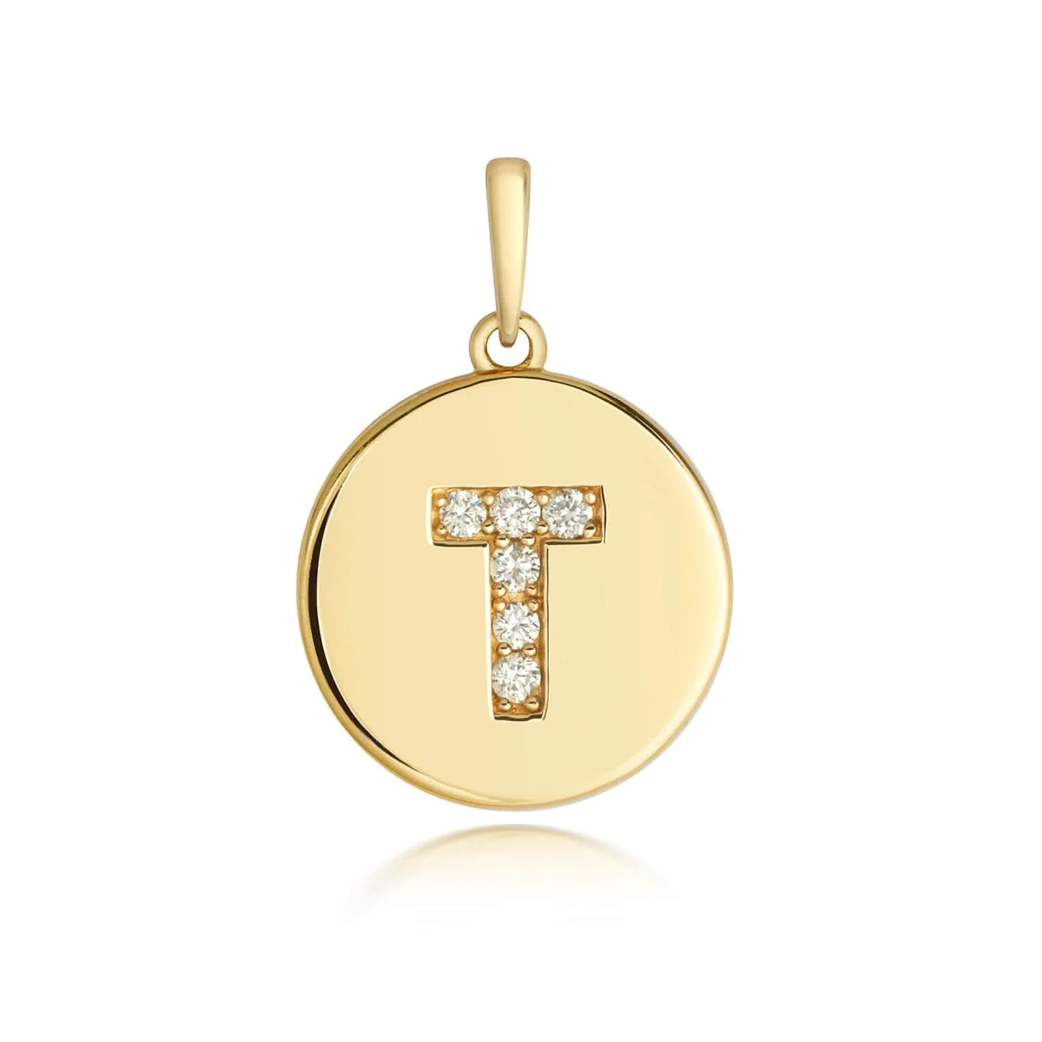 Diamond Initial Necklace | Solid Gold Disc | A to Z - Image 54