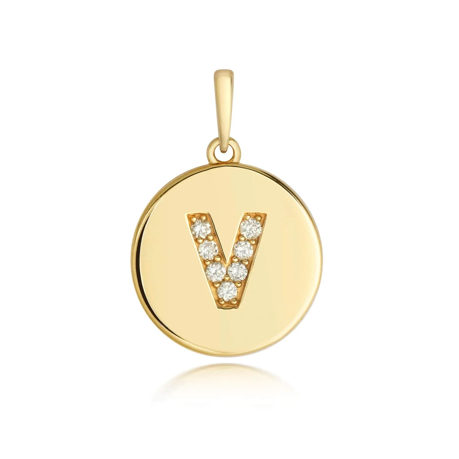 Diamond Initial Necklace | Solid Gold Disc | A to Z - Image 56