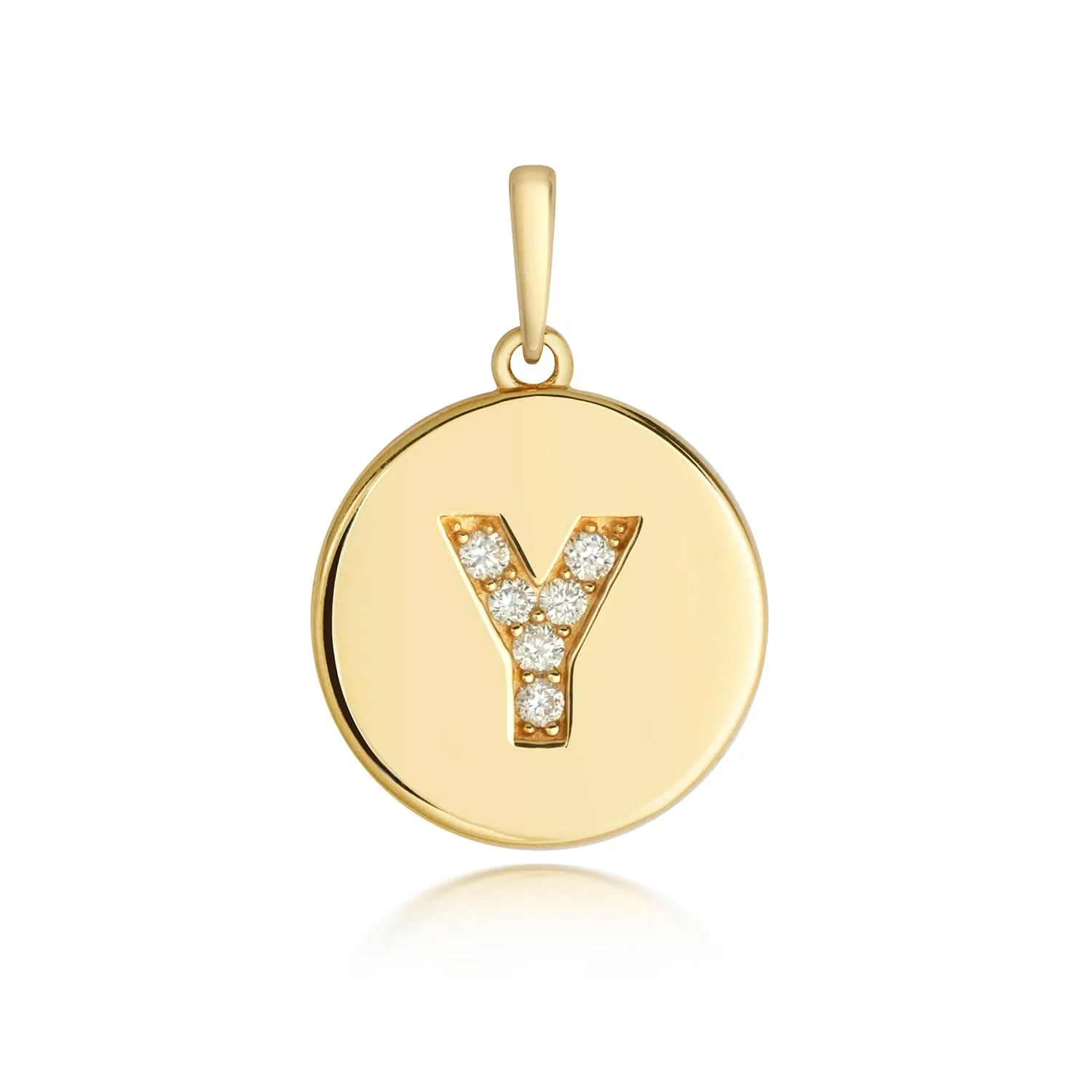 Diamond Initial Necklace | Solid Gold Disc | A to Z - Image 59