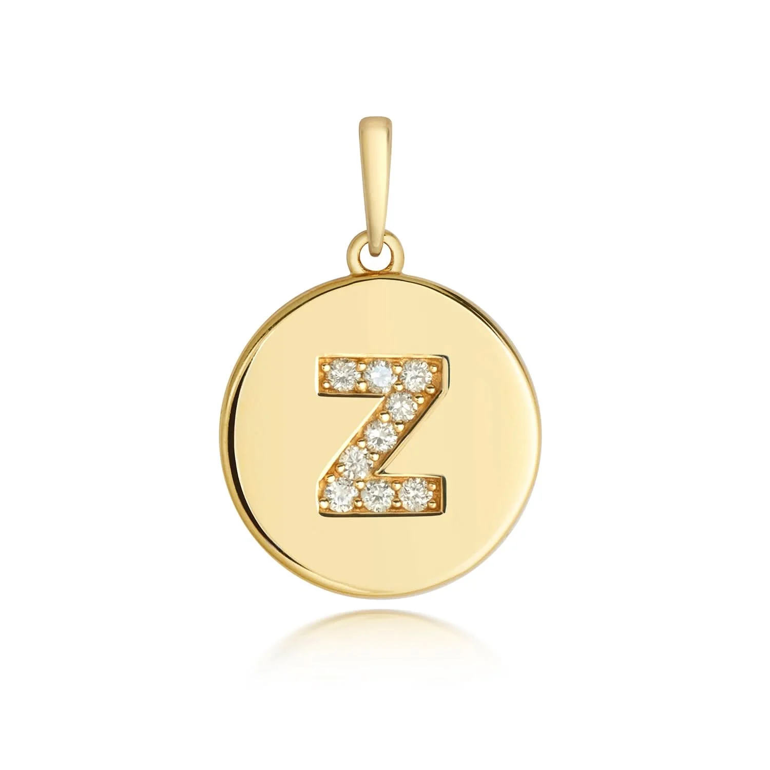 Diamond Initial Necklace | Solid Gold Disc | A to Z - Image 60