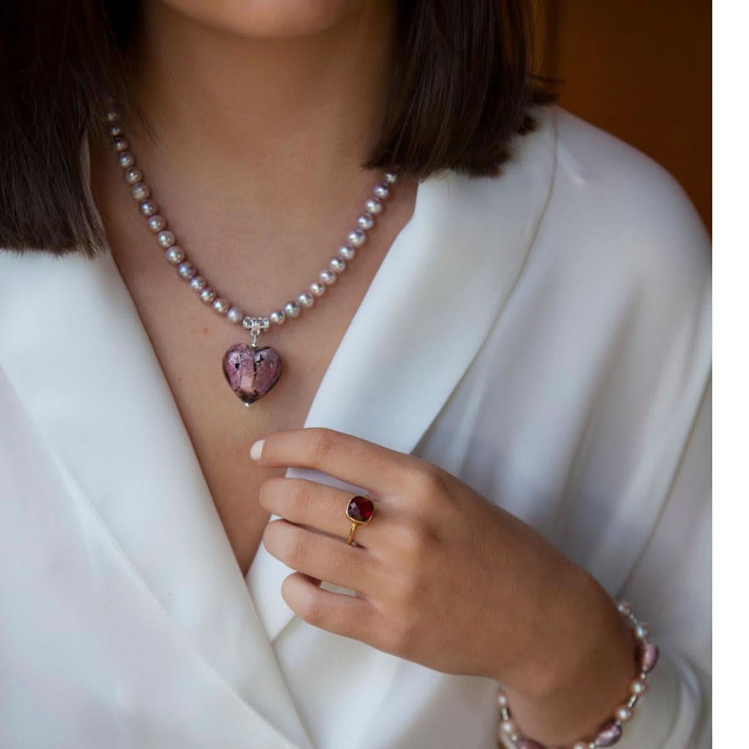 Dusk Pearl Heart Necklace - Image 4