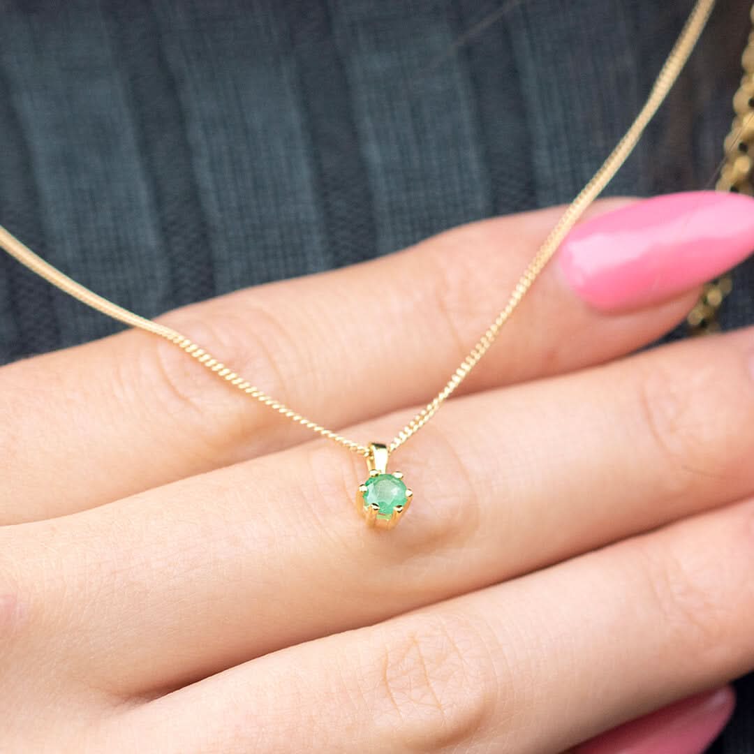 Emerald Charm Necklace in Gold - Image 4
