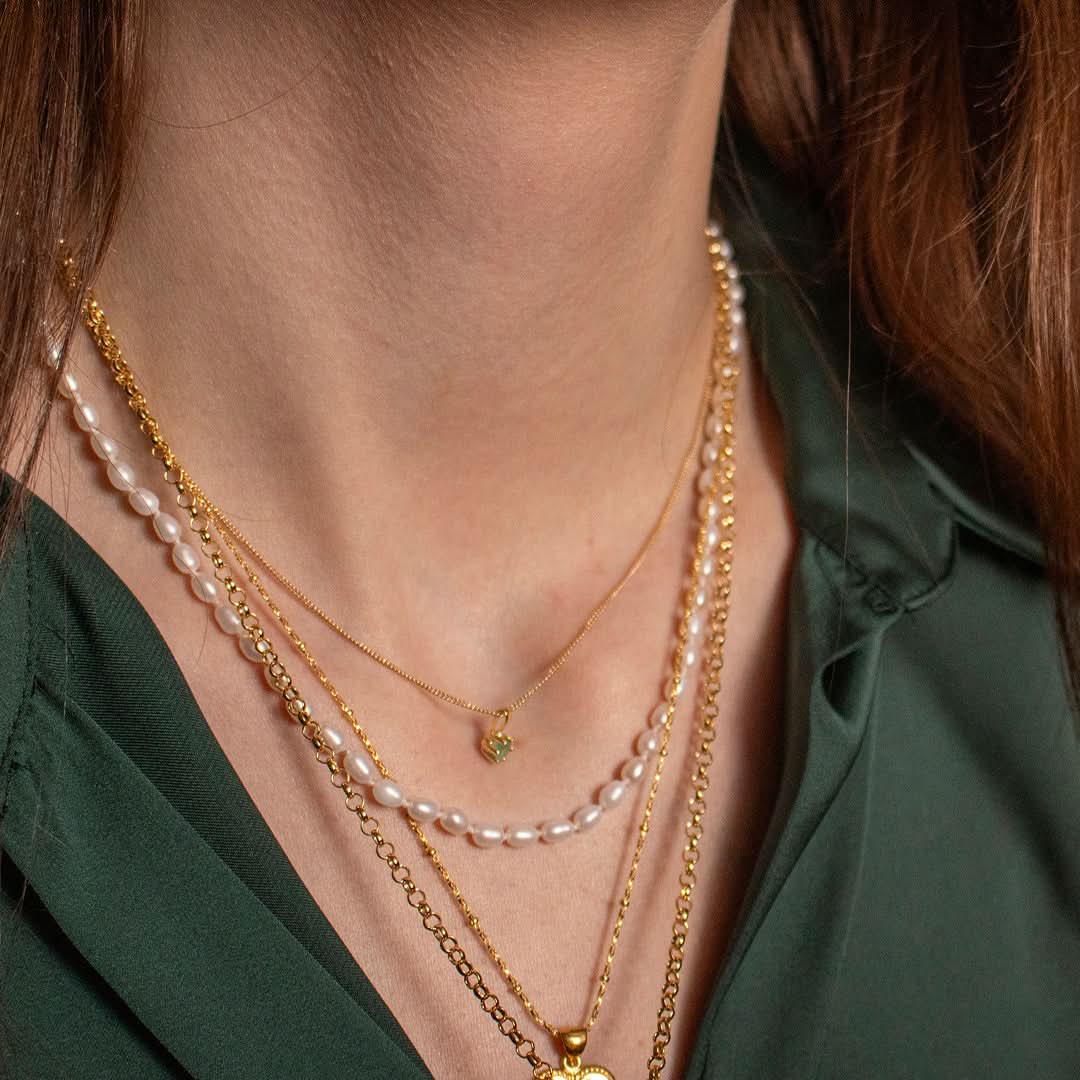 Emerald Charm Necklace in Gold - Image 6